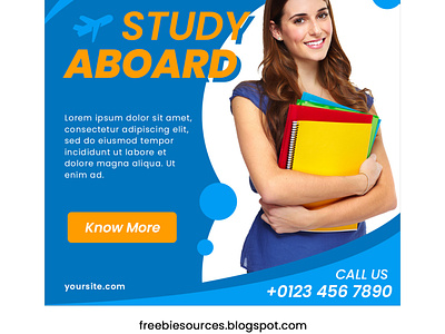 Free PSD Study Aboard Education SM Banner