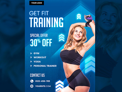 Fitness Gym Flyer Template Free PSD Download banner ad design fitness graphic design gym psd download psd mockup psd template workout banner