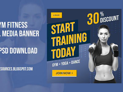 Fitness Gym Social Media Banner PSD Template banner ad design fitness banner free download graphic design gym psd download psd mockup psd template social media banner