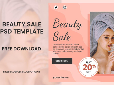 Beauty Spa Banner Free PSD Template beauty banner design free download psd graphic design instagram banner psd download psd mockup psd template social media banner spa banner