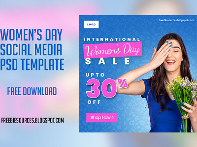 Women's Day Sale Social Media Banner PSD Blue Template