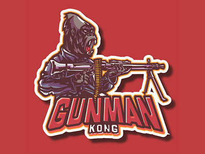 day 23 animal art avatar design flat gaming logo guns illustration king kong logo mascot mascot character mascot design mascot logo vector weapon