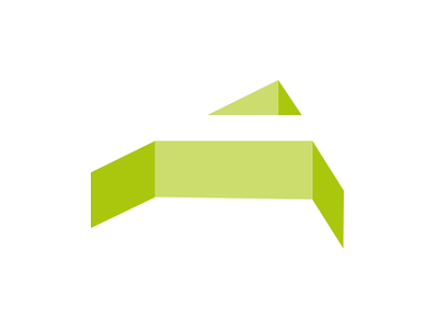 A 3d a empty font green logo logotype negative perspective reverse