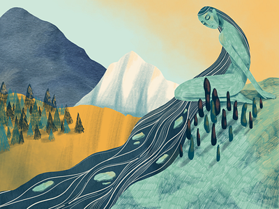 Mountain river illustration