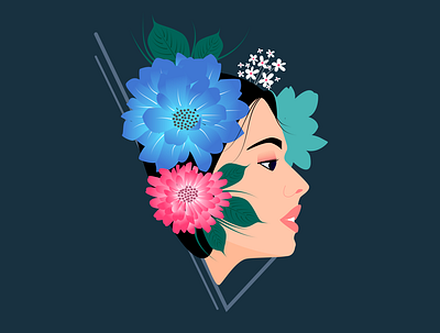 floral girl design flat floral flowers girl girl illustration illustration nature vector