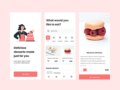 Dessert mobile app UI