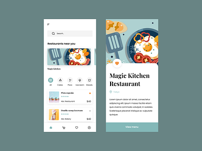 Food mobile app UI design flat food illustration mobile app ui