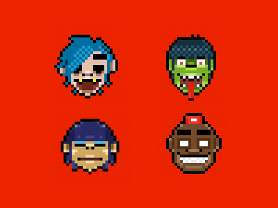 Gorillaz PXMAN 2010 2d gorillaz murdoc noodle pixel russel