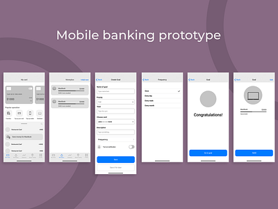 Mobile banking app layout prototype