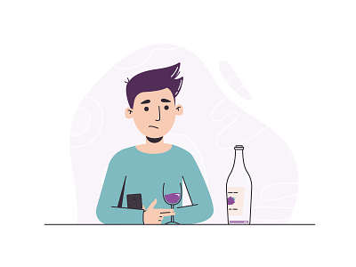 Running outta booze covid19 illustration illustrator man simple vector wfh wine