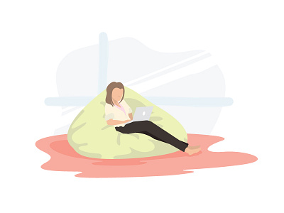 Beanbag Work beanbag digital art illustration illustrator ireland laptop line art simple ui vector vector art work