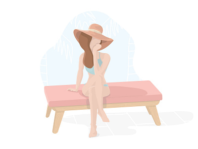 Sun Bathing art digital art hat illustration illustrator simple sun bathing ui vector vector art