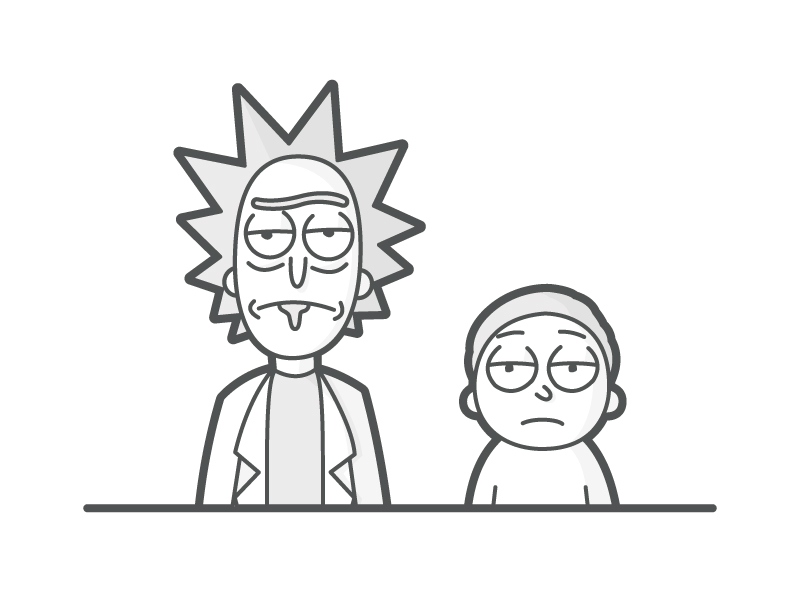 Dribbble - rick_and_morty_b_w.jpg by Al Barry