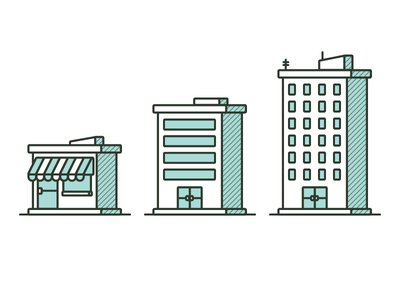 Good Better Best best better building choose company good icon illustration pricing shop small business tower