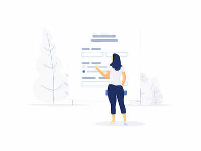 Filling out forms fun bush bushes choosing form illustation tree ui ui form ui illustration vector woman