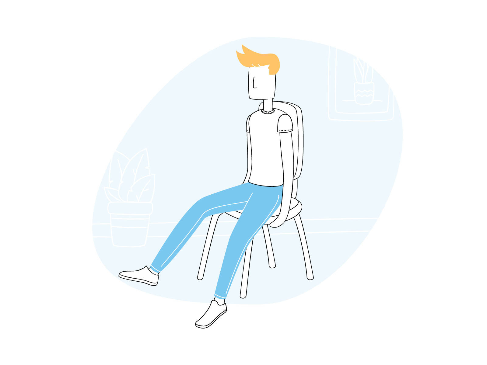 Waiting... eager to go excited illustration man city practice redhead seat simple sitting ui illustration