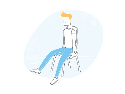 Waiting... eager to go excited illustration man city practice redhead seat simple sitting ui illustration