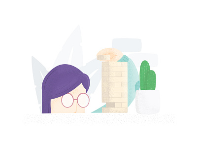 Jenga branding cactus games glasses illustrator jenga plants texture ui illustration woman