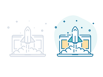 Get Started Rocket Launch blast off empty state get started icon illustration illustrator laptop launch rocket simple space spaceship ui illustration