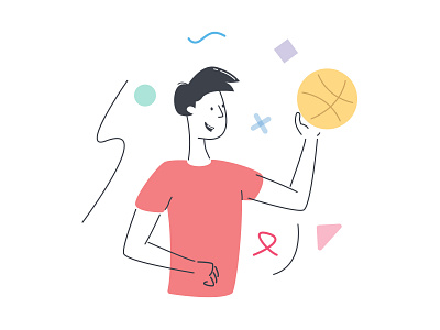 Playing Basketball ball basketball dribbble gym illustration illustrator man simple sport training ui illustration vector