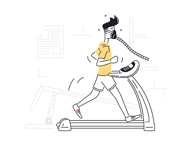 Testing Fitness on Threadmill excercise fitness gym illustration illustrator jog mask running testing training treadmill ui illustration