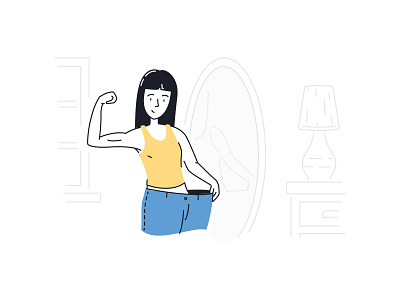 Weight Loss Jeans excercise fitness health illustration jeans lamp mirror muscle ui illustration weight weight loss woman