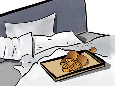 Crumbs of compassion bed bedroom breadcrumb digital illustration procreate