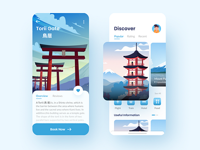 Travel Mobile App - Japan app app design apps booking booking app design illustration mobile app design mobile ui travel travel app travel app design trip ui ui design ui trend ui ux uidesign