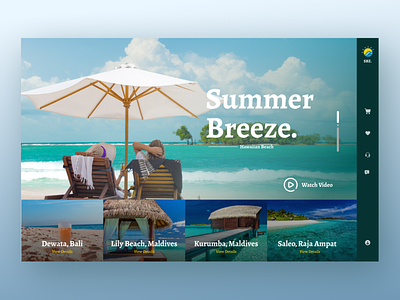 Summer Breeze Travel Landing Page beach color design hotel illustration mobile ui photo travel ui uidesign uiux