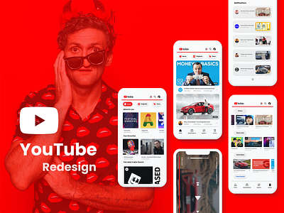 YouTube Redesign graphic design ui user experience design user interface ux youtube youtube app youtube concept youtube dark mode youtube redesign