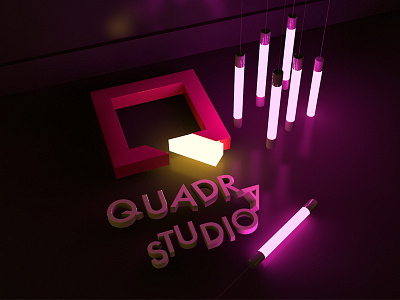 3D Wallpaper - Quadra Studio 3d bulbs cinema4d extrude glow illumination light logo render