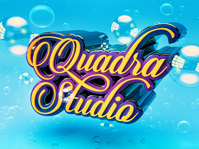 Dribble 3d bubbles cyan lettering pool reflection render swim swimming typography wallpaper water