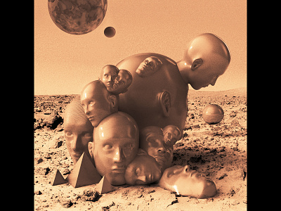 Heads on Mars 3d c4d cgi cinema4d heads octane render sculpting space vray