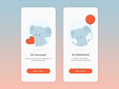 App screens with cute illustration