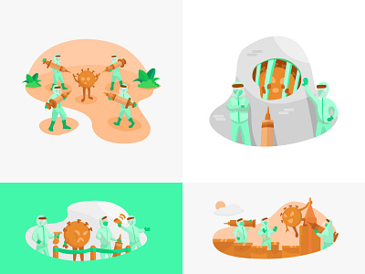 VOL 01 - Corona VS Everybody 2d character corona corona virus coronavirus covid covid 19 flat flat design green grey illustration minimalism minimalist orange vector