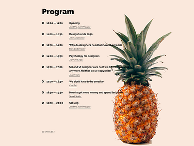 Design Conference conference landing landing page design pineapple pink
