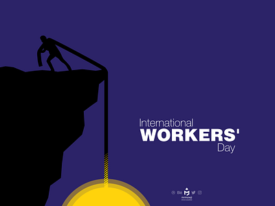 International Workers' Day Poster constructor illustraion inkscape international labor labour minimal minimalism minimalist minimalistic morning night poster rising rope sun vector worker workers workersday