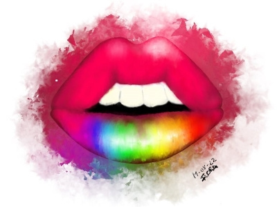 rainbow lips backgrounds graphic design illustration tableta grafica xppen tablet