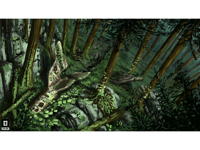 The Skiff - Crash Site 1 background design concept art digital art forest illustration key art photoshop sci fi woods