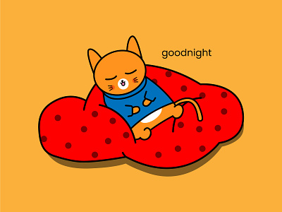 FLAT DESIGN CAT SLEEPY design flat design illustration