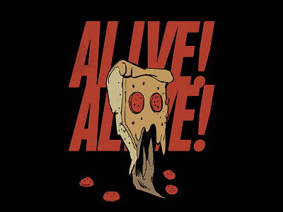 Alive Pizza frankenstein illustration pizza
