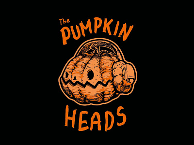 Pumpkin Heads art death frankenstein headphones helloween illustration music print pumpkin scary tshirt tweakortreat