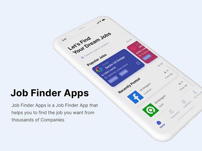Job Finder App app apply jobs apps branding design job finder minimal typography ui ui design jobs ux