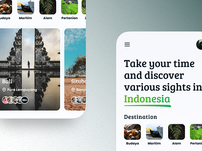 Discover new places | Indonesia app apps budaya design indonesia jalan jalan minimal tourism tourist typography ui ux wisata wonderfull