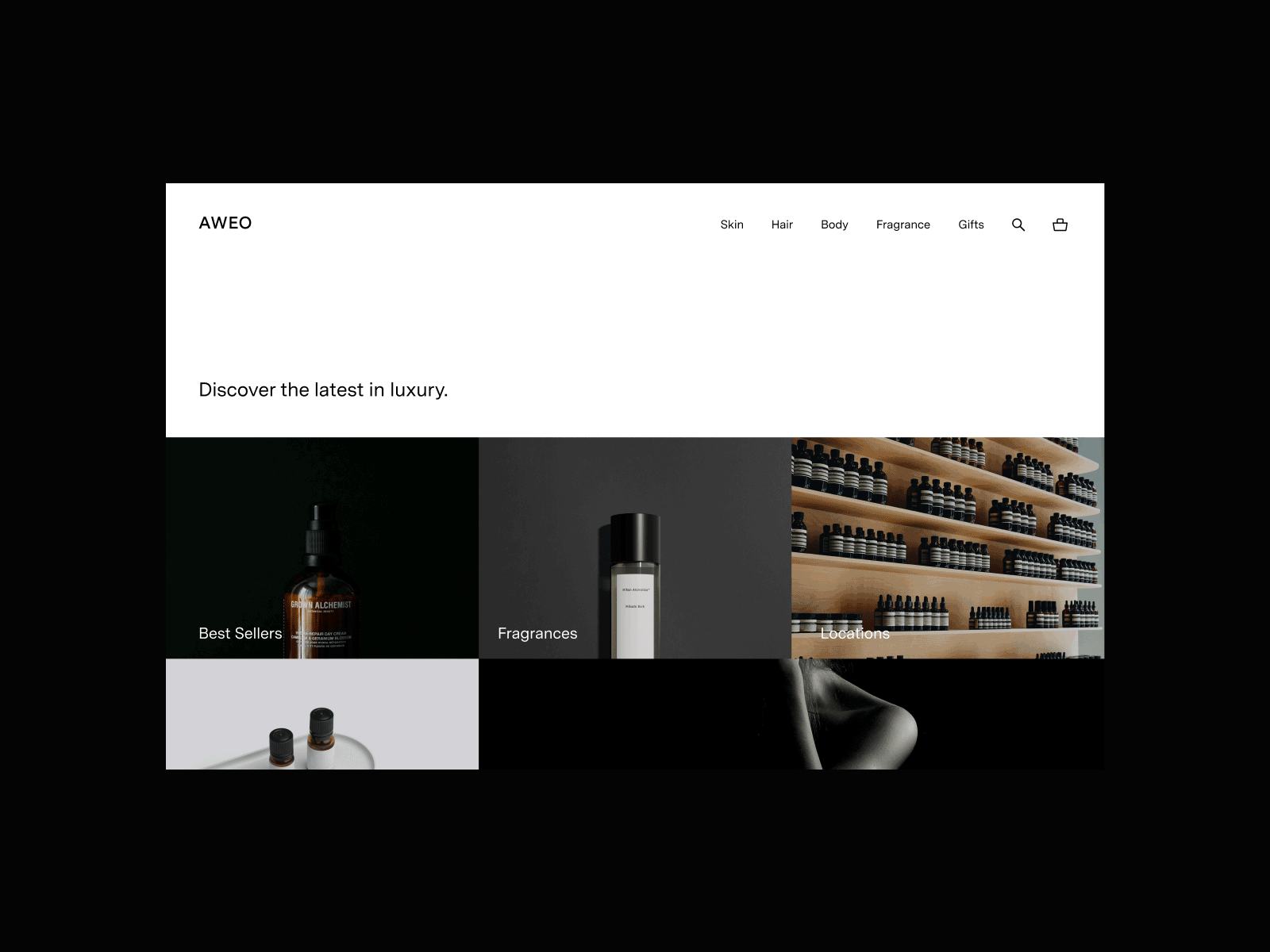 AWEO ecommerce exploration skincare visual exploration web design website