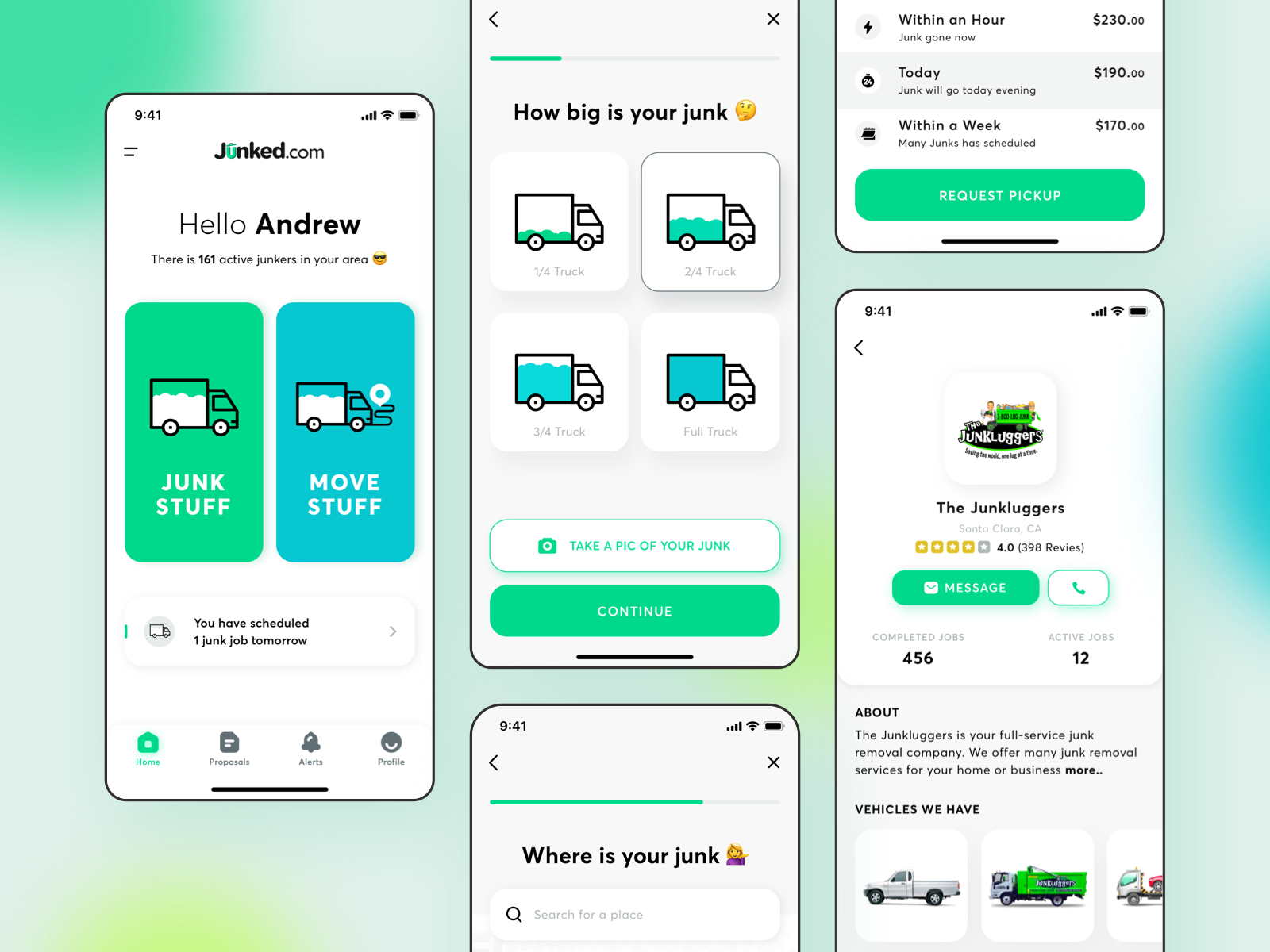 Junk Removal Mobile App by Funfetty Design on Dribbble