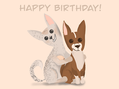 Birthday postcard animals birthday birthday card design dog pet postcard postcards procreate