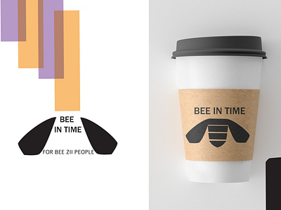 BEE IN TIME branding design flat icon logo minimal vector