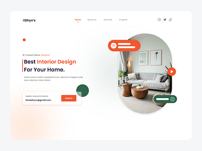 Dhyun's - Interior Design Landing Page branding interior interior design landing page ui web design website design