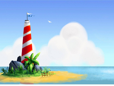 The Paper Plane and the Lighthouse digital art digital painting graphic art illustration photoshop